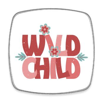 Wild Child - Cute Retro Flower - Square fridge magnet - white - Front