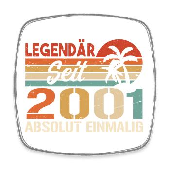 Original 2001 Jahrgang Vintage Geburtstag 2001 - Viereckiger Kühlschrankmagnet - Weiß - Vorne