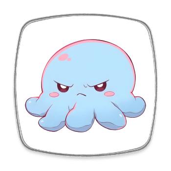 Blue grumpy octopus - Square fridge magnet - white - Front