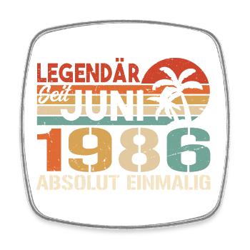 Legendär seit Juni 1986 - Geburtstag 1986 - Viereckiger Kühlschrankmagnet - Weiß - Vorne