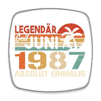 Legendär seit Juni 1987 - Geburtstag 1987 - Viereckiger Kühlschrankmagnet - Weiß - Vorne