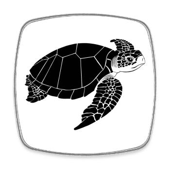 Tortue Noir & Blanc - Magnet carré - blanc - Devant