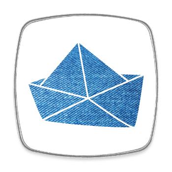 Paper Boat Jeans Boat Ship Holiday Lake Sea Fan - Square fridge magnet - white - Front