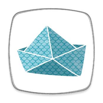 Paper boat fish shed holiday ready ship boat - Square fridge magnet - white - Front