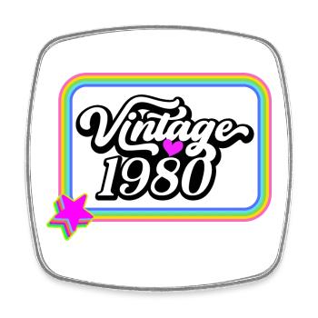 Vintage, années 1980 - T-Shirt rétro - Magnet carré - blanc - Devant