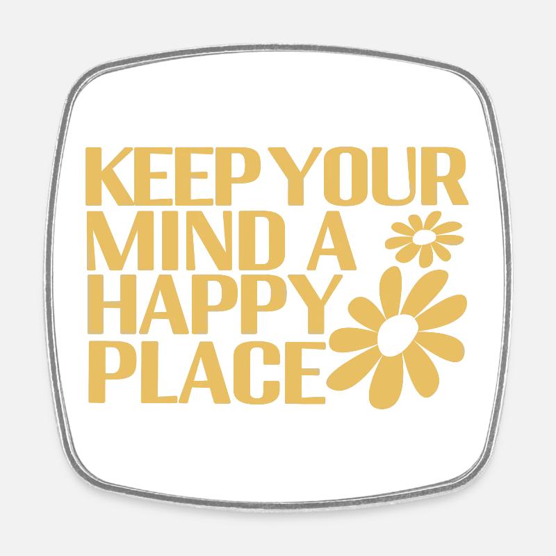 Happy Mind - Viereckiger Kühlschrankmagnet - Weiß
