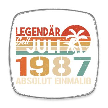 1987 Juli Geboren im Juli 1987 - Viereckiger Kühlschrankmagnet - Weiß - Vorne