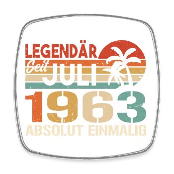 1963 Juli Geboren im Juli 1963 - Viereckiger Kühlschrankmagnet - Weiß - Vorne