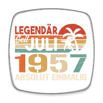 1957 Juli Geboren im Juli 1957 - Viereckiger Kühlschrankmagnet - Weiß - Vorne