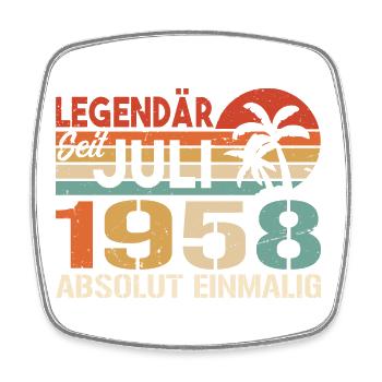 1958 Juli Geboren im Juli 1958 - Viereckiger Kühlschrankmagnet - Weiß - Vorne