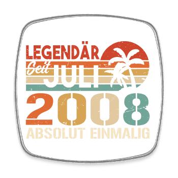 2008 Juli Geboren im Juli 2008 - Viereckiger Kühlschrankmagnet - Weiß - Vorne