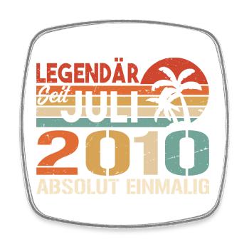 2010 Juli Geboren im Juli 2010 - Viereckiger Kühlschrankmagnet - Weiß - Vorne