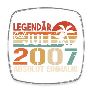 2007 Juli Geboren im Juli 2007 - Viereckiger Kühlschrankmagnet - Weiß - Vorne