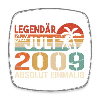2009 Juli Geboren im Juli 2009 - Viereckiger Kühlschrankmagnet - Weiß - Vorne