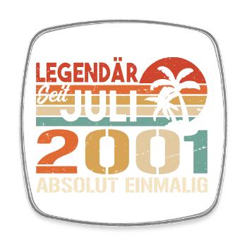 2001 Juli Geboren im Juli 2001 - Viereckiger Kühlschrankmagnet - Weiß - Vorne