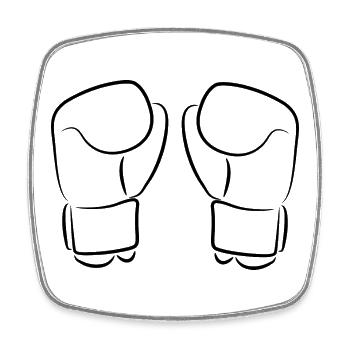 Kickboxhandschuhe - Viereckiger Kühlschrankmagnet - Weiß - Vorne