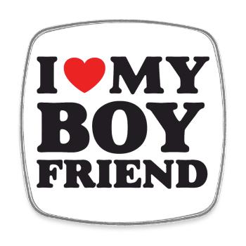 I Love My Boyfriend - Square fridge magnet - white - Front