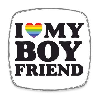 Ich liebe meinen Freund - LGBTQ - Viereckiger Kühlschrankmagnet - Weiß - Vorne