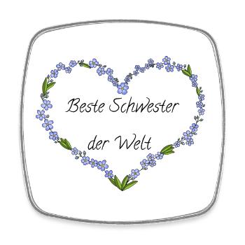 Beste Schwester der Welt - Viereckiger Kühlschrankmagnet - Weiß - Vorne