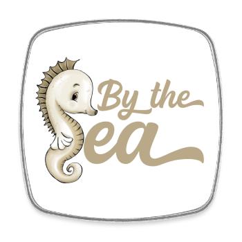 Au bord de la mer « ByeTheSea » hippocampe - Magnet carré - blanc - Devant