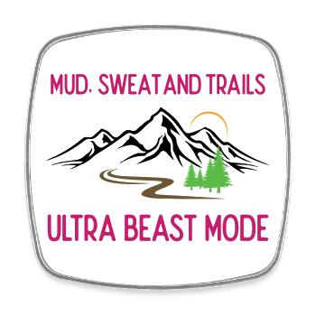 Ultra Running - Mud, Sweat and Trails - Square fridge magnet - white - Front