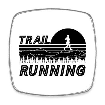 Trail Running im Sonnenuntergang mit Bergen und Wa - Viereckiger Kühlschrankmagnet - Weiß - Vorne