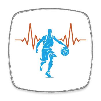 Herzschlag Basketball Puls EKG | Farben änderbar - Viereckiger Kühlschrankmagnet - Weiß - Vorne
