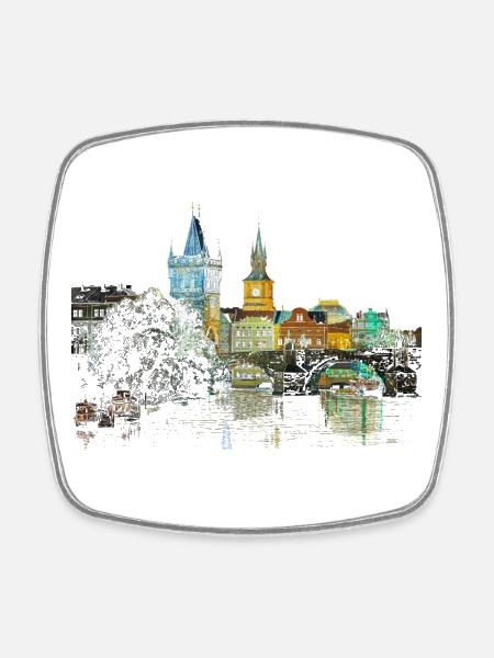 Prague - Magnet carré - blanc