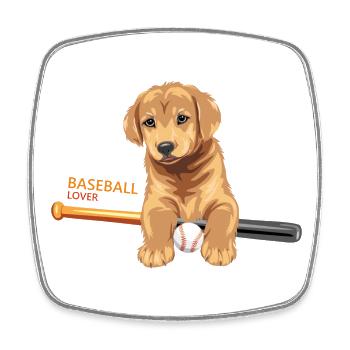 Lustiger Golden Retriever Welpe Baseball-Liebhaber - Viereckiger Kühlschrankmagnet - Weiß - Vorne