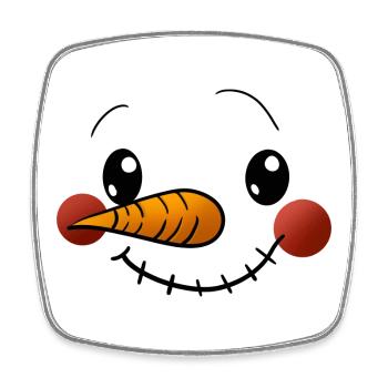 Kuschelig Schneemann Gesicht - Viereckiger Kühlschrankmagnet - Weiß - Vorne