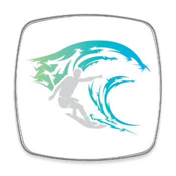 Surfer Wave Water Sea Sports Color Icon Logo - Magnet carré - blanc - Devant
