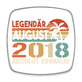 Geboren im August 2018 Funny Birthday Retro - Viereckiger Kühlschrankmagnet - Weiß - Vorne
