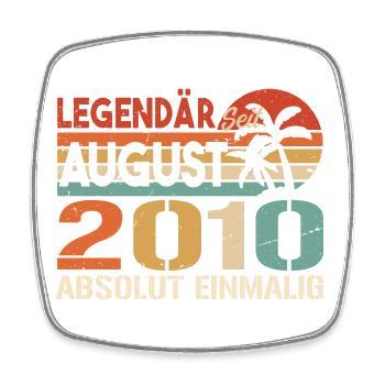 Geboren im August 2010 Funny Birthday Retro - Viereckiger Kühlschrankmagnet - Weiß - Vorne