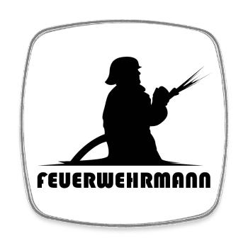 Feuerwehrmann Logo Icon Symbol Löschzug Schlauch - Viereckiger Kühlschrankmagnet - Weiß - Vorne