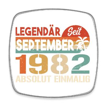 1982 September Vintage Geburtstagsgeschenk 1982 - Viereckiger Kühlschrankmagnet - Weiß - Vorne