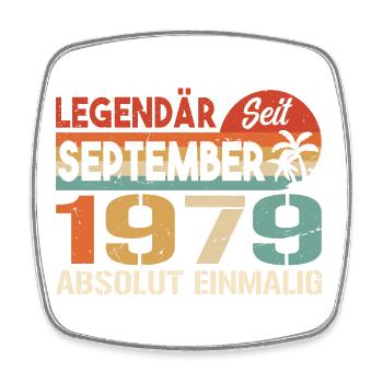 1979 September Vintage Geburtstagsgeschenk 1979 - Viereckiger Kühlschrankmagnet - Weiß - Vorne