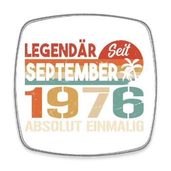 1976 September Vintage Geburtstagsgeschenk 1976 - Viereckiger Kühlschrankmagnet - Weiß - Vorne