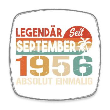1956 September Vintage Geburtstagsgeschenk 1956 - Viereckiger Kühlschrankmagnet - Weiß - Vorne