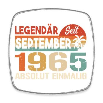 1965 September Vintage Geburtstagsgeschenk 1965 - Viereckiger Kühlschrankmagnet - Weiß - Vorne