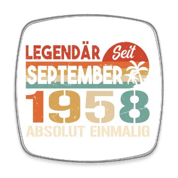 1958 September Vintage Geburtstagsgeschenk 1958 - Viereckiger Kühlschrankmagnet - Weiß - Vorne
