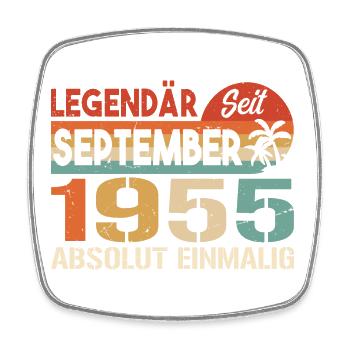 1955 September Vintage Geburtstagsgeschenk 1955 - Viereckiger Kühlschrankmagnet - Weiß - Vorne