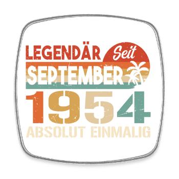 1954 September Vintage Geburtstagsgeschenk 1954 - Viereckiger Kühlschrankmagnet - Weiß - Vorne