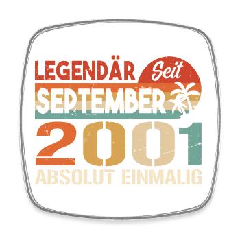 2001 September Vintage Geburtstagsgeschenk 2001 - Viereckiger Kühlschrankmagnet - Weiß - Vorne