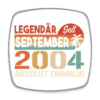 2004 September Vintage Geburtstagsgeschenk 2004 - Viereckiger Kühlschrankmagnet - Weiß - Vorne