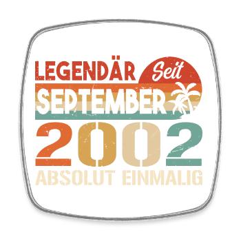 2002 September Vintage Geburtstagsgeschenk 2002 - Viereckiger Kühlschrankmagnet - Weiß - Vorne
