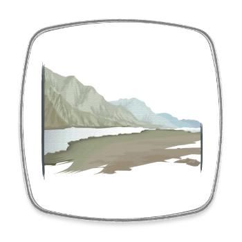 Flusslandschaft gemalt Pastell mit Pinselrahmen - Viereckiger Kühlschrankmagnet - Weiß - Vorne