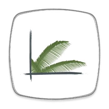 Palm leaves framed in brush frames - Square fridge magnet - white - Front