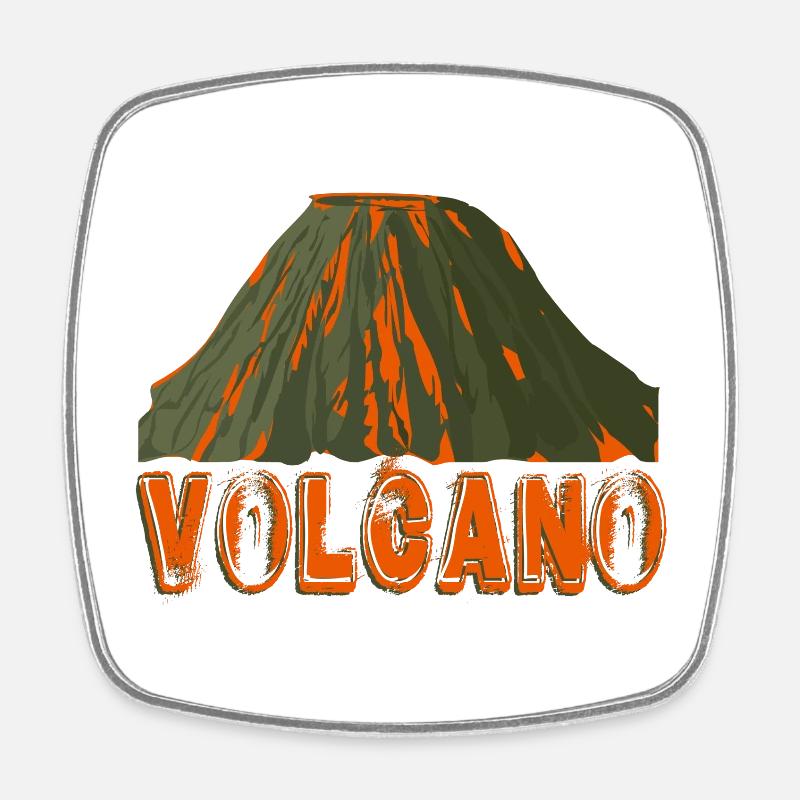 volcano with font - Square fridge magnet - white