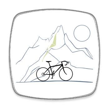 Bike & Mountains - Square fridge magnet - white - Front