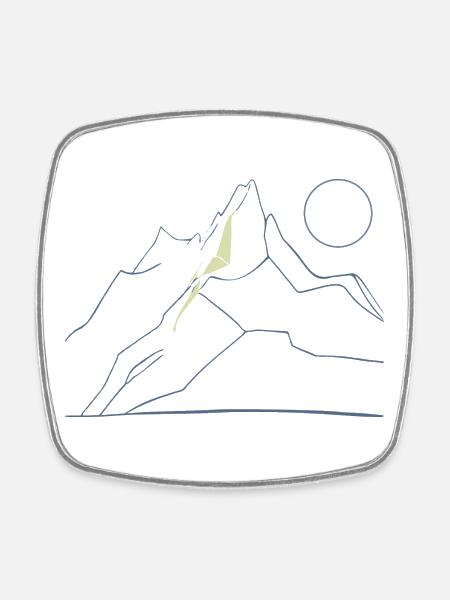 Berglinie Minimal - Viereckiger Kühlschrankmagnet - Weiß